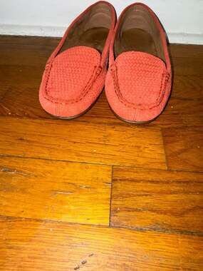 Aerosoles Over Drive Loafers Orange Suede Woven Slip-On Flats US 6